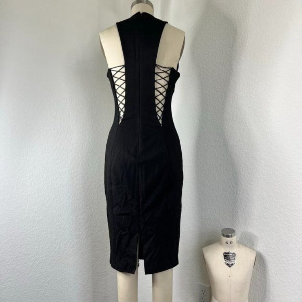 Cushnie Et Ochs Leather Caged Cut Out Sheath Pencil Dress